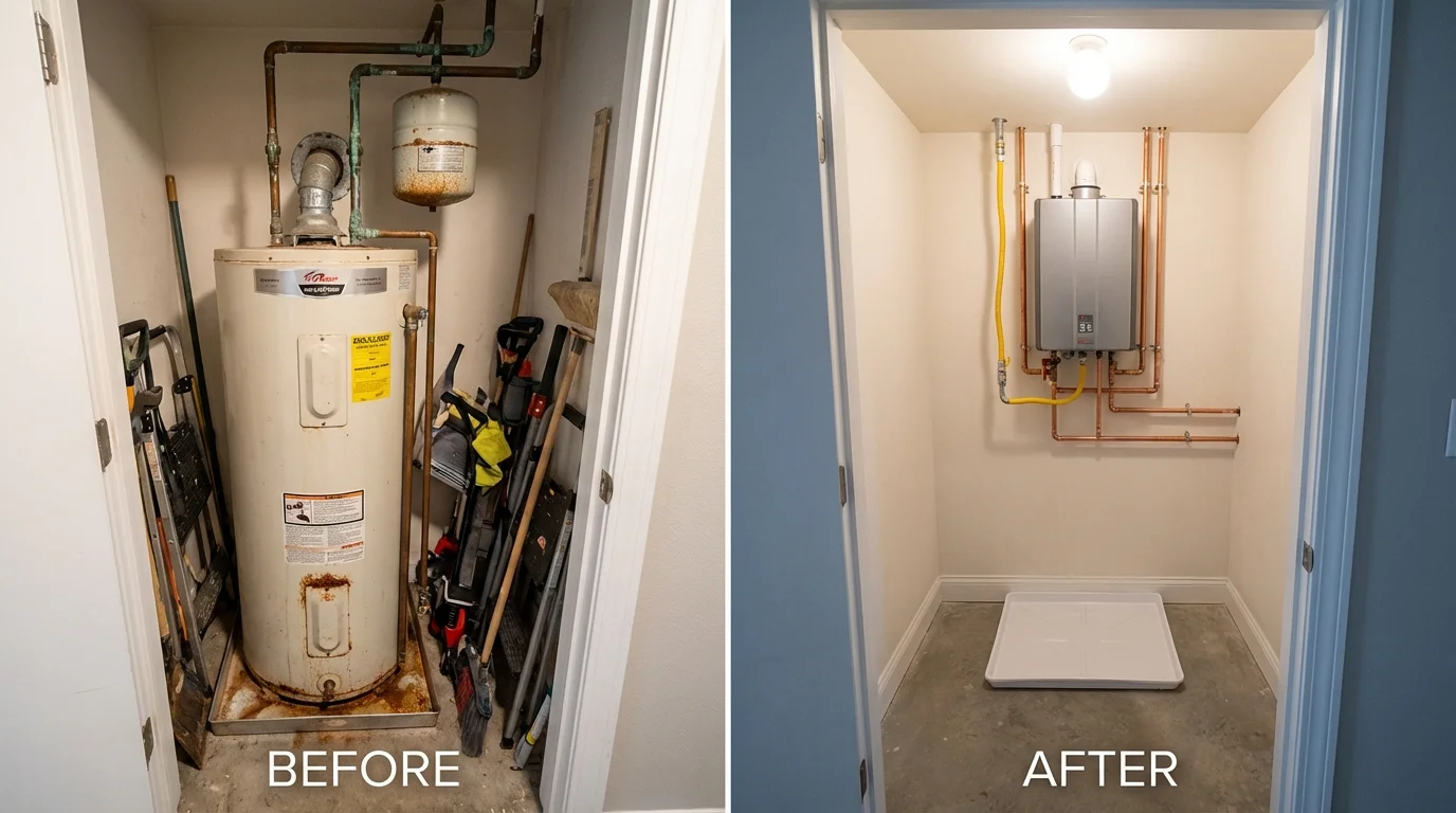 Tank water heater versus wall-mounted tankless unit comparison for Gurdon, AR homeowners