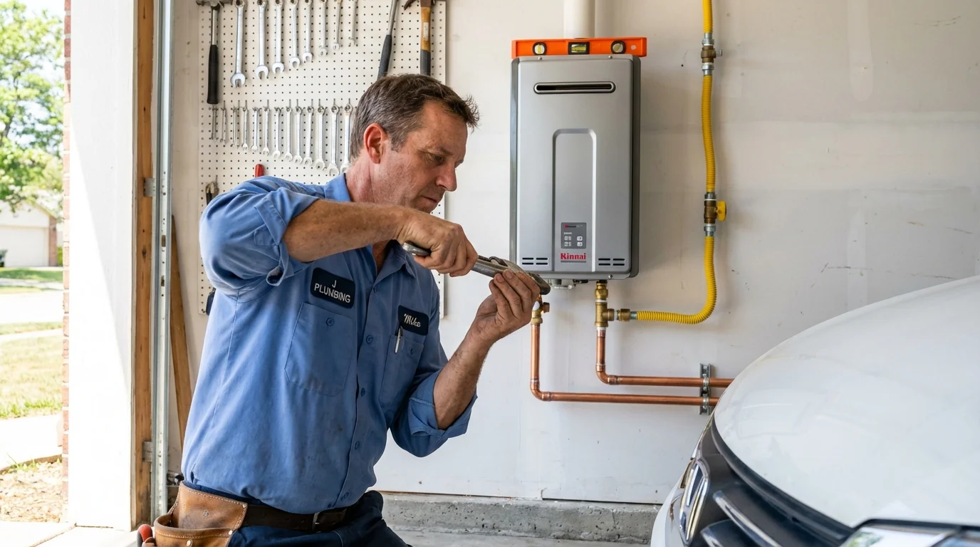 Tankless water heater installation by a Johns Plumbing LLC plumber in Gurdon